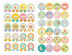 Animal Badge Stickers from Korea / Kawaii Rabbit Bear Seal Stickers (2 Sheets) Etsy Product Packaging Supplies Cute Favor Decoration S416