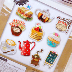 Sweets Deco Stickers / Photo Soup Flake Stickers / PVC Clear Stickers / Journal Stickers (Around 70pcs) Tea Party Decoration Home Decor S403