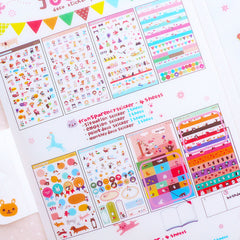 CLEARANCE Joo Zoo Deco Sticker Pack / Kawaii PVC Stickers / Cute Filofax Life Planner Diary Journal Organizer Erin Condren Sticker (8 Sheets) S410