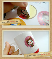 CLEARANCE Animal Seal Stickers (Drinky Doll & Cat / 2 Sheets) Etsy Product Packaging Supplies Kawaii Home Decor Favor Wrapping Gift Decoration S425