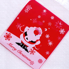 Santa Claus Cello Bags / Merry Christmas Gift Bags / Self Adhesive Plastic Bags (10cm x 11cm / 20pcs / Red) Kawaii Holiday Packaging GB165