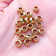 CLEARANCE Small Ring Beads / Little Donut Bead / Round Beads (20pcs / 5mm x 3mm / Antique Gold) Spacer Thread Bracelet Beaded Necklace Making CHM2380