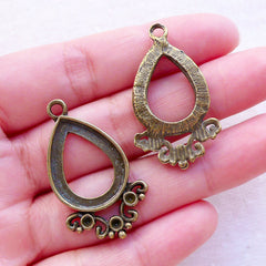 Teardrop Charms / Tear Drop Pendant / 16mm x 21mm Rhinestone Tray / Pear Setting (3pcs / Antique Bronze) Earrings Necklace Jewelry CHM2384