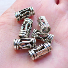 Tube Beads (6pcs / 7mm x 14mm / Tibetan Silver) Large Hole European Bead Dreadlock Accessories Dread Jewellery DIY Leather Bracelet CHM2386