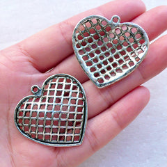 Large Heart Charms / Big Heart Pendant (3pcs / 35mm x 35mm / Tibetan Silver) Wedding Decor Valentines Day Gift Packaging Love Charm CHM2387