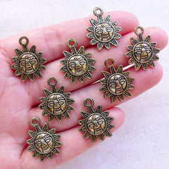 Solar Charms / Sun Pendant (8pcs / 16mm x 20mm / Antique Gold) Astrology Astronomy Celestial Jewelry Bracelet Earrings Wine Charms CHM2388