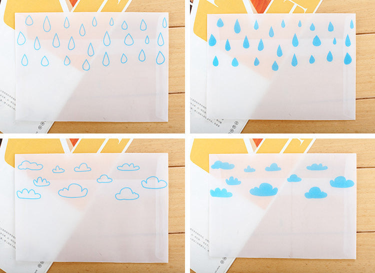 CLEARANCE Cute Glassine Envelopes with Cloud & Raindrop Pattern