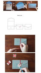 Thank You Note Envelopes / Assorted Origami Letter Envelope (4pcs / 14cm x 8cm / 5.51" x 3.14") Lunch Box Note Party Favor Supplies S434
