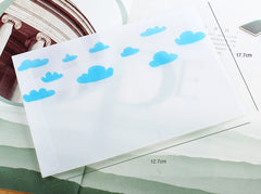 CLEARANCE Cute Glassine Envelopes with Cloud & Raindrop Pattern / Kawaii Waxed Paper Envelope (4pcs / 17.5cm x 12.5cm / 6.88" x 4.92" / Blue) S432