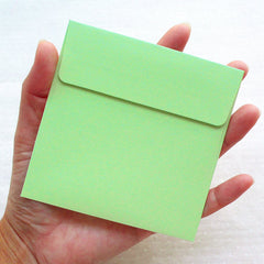 Square Envelopes (10pcs / 10cm x 10cm / 3.93" x 3.93" / Green) Small Card Envelope Lunch Box Notes Tooth Fairy Letter Party Favor S437