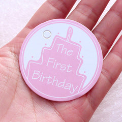 The First Birthday Tags (10pcs / 50mm / Pink) New Born Baby Birthday Party Decor Favor Decoration Present Gift Wrap Packaging Supplies S446