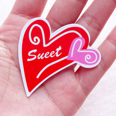 Sweet Heart Tags / Cake Topper (10pcs / 51mm x 51mm) Valentines Day Decor Wedding Party Supplies Cupcake Sweets Dessert Decoration S444
