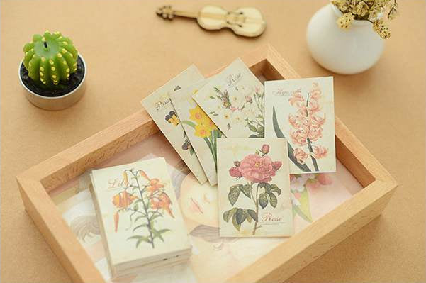 Vintage Floral Stickers / Antique Flower Label Sticker (52pcs) Home De, MiniatureSweet, Kawaii Resin Crafts, Decoden Cabochons Supplies