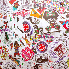 Assorted Waterproof Stickers / Suitcase Sticker / Luggage Label (10pcs by RANDOM) Laptop Decoration Embellishment Collage Scrapbook S453