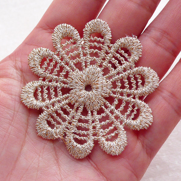 Small Fabric Doilies Doily Applique (4pcs / 52mm) Embroidery Trim Hair Accessories Jewelry Making Wedding Decoration Embellishment B280