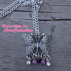 Butterfly Charms / Connectors (2pcs) (34mm x 28mm / Tibetan Silver) Metal Bookmark Pendant Bracelet Earrings Zipper Pulls Keychain CHM764