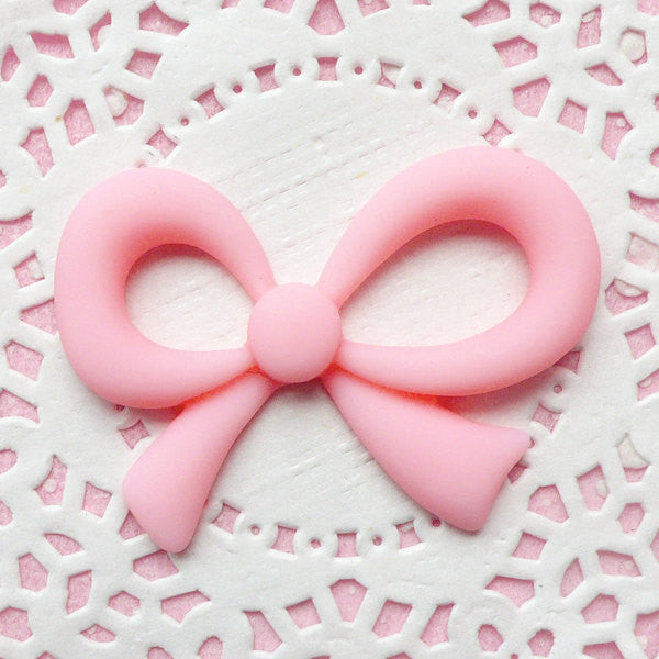 Pastel Ribbon Cabochon (47mm x 32mm / Pink / Flatback) Fairy Kei Hair Jewelry Making Kawaii Decora Decoden Cellphone Case Decoration CAB140