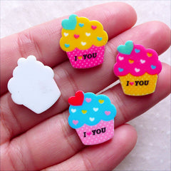 Laser Cut Acrylic Cabochon / Colorful Cupcake Cabochon Mix (4pcs / 17mm x 19mm / Flatback) Kawaii Scrapbooking Sweets Jewelry Making FCAB438