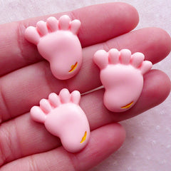 CLEARANCE Baby Foot Cabochons / Pink Footprint Cabochon (3pcs / 20mm x 22mm / Flatback) New Baby Shower Decoration Table Scatter Scrapbooking CAB560