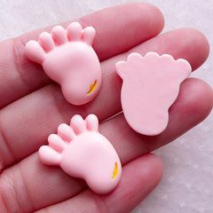 CLEARANCE Baby Foot Cabochons / Pink Footprint Cabochon (3pcs / 20mm x 22mm / Flatback) New Baby Shower Decoration Table Scatter Scrapbooking CAB560