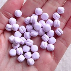 French Macaroon Cabochon Fimo Macaron (4pcs / 7mm x 6mm / Pastel Purple Lavender) Miniature Sweets Deco Polymer Clay Dollhouse Food FCAB449