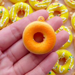 Donut Squishy Charm / Kawaii Charm / Faux Doughnut Squishy with Sprinkles & Frosting (30mm x 35mm / Lemon Yellow) DIY Dust Plug Charm SQ11