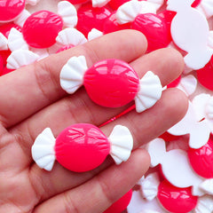 CLEARANCE Taffy Candy Cabochons / Resin Bow Tie Candy / Fake Bowtie Candy (2pcs / 36mm x 17mm / Flatback) Cute Cabochon Kawaii Decoden Pieces FCAB456