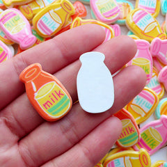 Milk Bottle Cabochons (3pcs by Random / 15mm x 26mm / Flat Back) Scrapbooking Mixed Media Art Baby Hair Bow Centers Table Scatter FCAB457