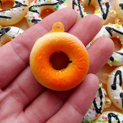 Kawaii Donut Squishy Charm / Doughnut Squishy with Sprinkles & Icing (30mm x 35mm / Vanilla White) Fake Food Craft Sweets Jewelry SQ13
