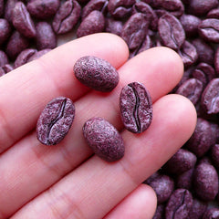 Fake Food Cabochons / 3D Coffee Bean Cabochon (4pcs / 8mm x 13mm) Realistic Real Size Food Craft Novelty Jewelry Decoden Pieces FCAB452