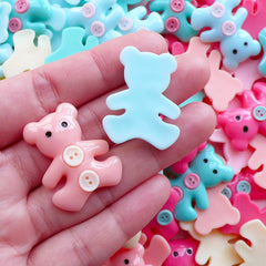 Pastel Bear Cabochons Kawaii Animal Cabochon (3pcs by Random / 24mm x 29mm) Cute Baby Shower Decor Table Scatter Decora Kei Decoden CAB565