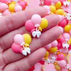 Kawaii Cabochon / Colorful Balloon Cabochon (2pcs / 24mm x 22mm / Pink & Yellow / Flat Back) Party Decoration Table Scatter Scrapbook CAB566