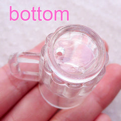 Dollhouse Glass Tankard Charms / Miniature Beer Pint Mugs / Mini Beer Glass Blanks / Doll House Clear Plastic Cup (4pcs / 24mm x 37mm) MC56