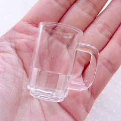 Dollhouse Glass Tankard Charms / Miniature Beer Pint Mugs / Mini Beer Glass Blanks / Doll House Clear Plastic Cup (4pcs / 24mm x 37mm) MC56