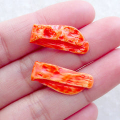 Mini Food Cabochons / Miniature Bacon Cabochon (2pcs / 9mm x 23mm / 3D) Dollhouse Props Doll House Breakfast Fake Food Jewelry FCAB462