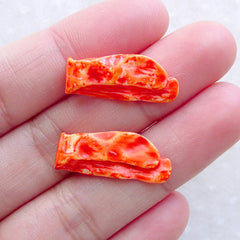 Mini Food Cabochons / Miniature Bacon Cabochon (2pcs / 9mm x 23mm / 3D) Dollhouse Props Doll House Breakfast Fake Food Jewelry FCAB462