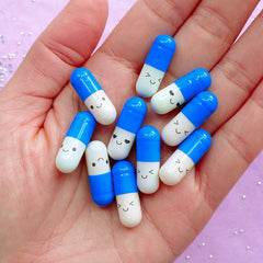 Fake Pill Cabochons / Wish Pill Capsule with Blank Message Paper (10pcs / 21mm / Blue) Wishing Letter Secret Note Happy Stationery CAB583