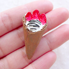 Miniature Sweets Cabochon / Dollhouse Ice Cream Crepe Cone Cabochon (Chocolate / 19mm x 39mm) 3D Decoden Piece Kawaii Phone Case FCAB467