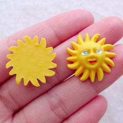 CLEARANCE Sun Face Cabochons (2pcs / 22mm / Flat Back) Toddler Hair Pin Making Beach Scrapbooking Resin Embellishment Baby Hair Bow Centers CAB576