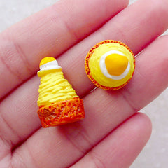 French Pastry Cabochon / Dollhouse Dessert / Miniature Japanese Pumpkin Mont Blanc Cabochon (2pcs / 14mm x 20mm) Doll Food Jewelry FCAB470