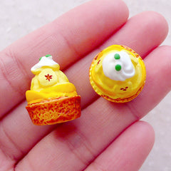 Miniature French Dessert / Dollhouse Banana & Peach Cake Cabochon (2pcs / 16mm x 20mm) Fake Sweets Jewelry Kawaii Decoden Phone Case FCAB473