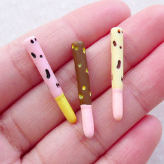 Japanese Food Cabochons / Pocky Chocolate Biscuit Stick Cabochon (3pcs / 4mm x 29mm) Dollhouse Miniature Snack Doll Food Cabochon FCAB480