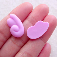 Kawaii Goth Angel Wings Cabochon (1 Pair / 20mm x 12mm / Pastel Purple) Fairy Kei Earrings Gothic Lolita Jewelry Cute Decoden Pieces CAB593