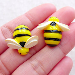 Honey Bee Cabochon (2pcs / 20mm x 20mm / Flatback) Cute Hair Bow Centers Baby Hair Jewelry Toddler Hair Clip DIY Insect Embellishment CAB595