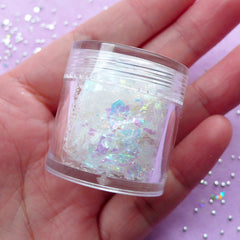 CLEARANCE Iridescent Glitter Flakes / Transparent Shell Color Confetti (AB White Pearl) Nail Art Supplies Fairy Kei Resin Craft Scrapbooking SPK111