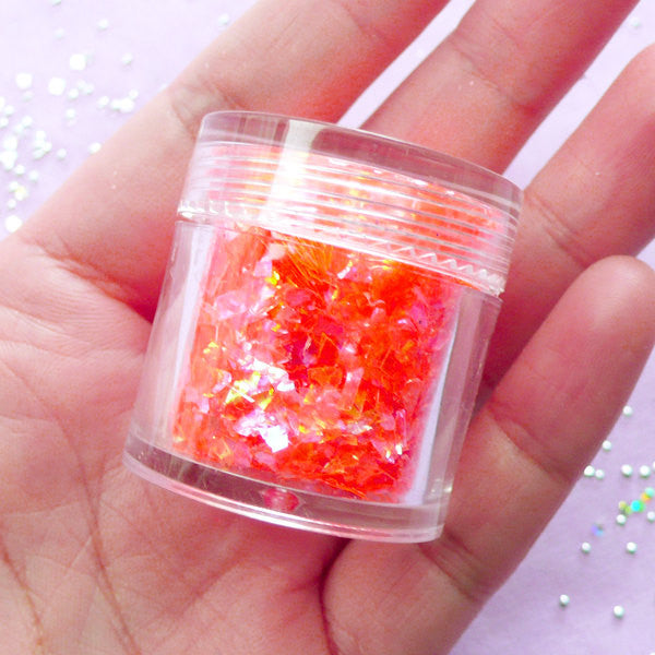 Glitter Flakes / Iridescent Confetti / Irregular Shell Color Flakes (AB Neon Orange) Bling Bling Nail Art Resin Jewellery Scrapook SPK114