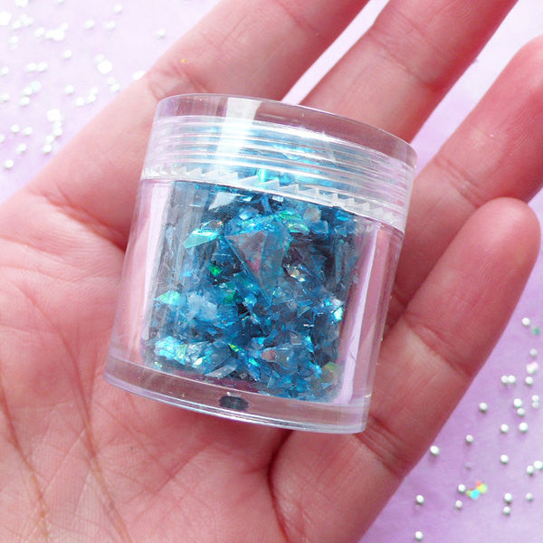CLEARANCE Shell Color Confetti / Iridescent Glitter Flakes / Small Translucent Flakes (AB Dark Blue Sea) Nail Decoration Resin Cabochon Making SPK112