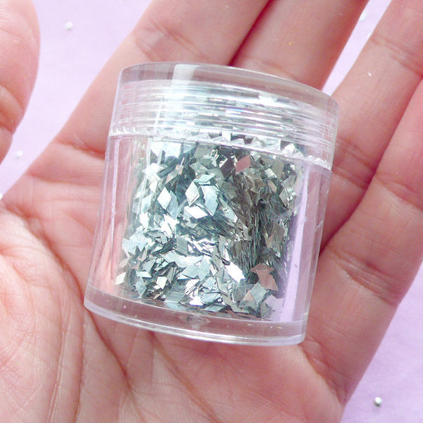 Silver Diamond Confetti / Little Rhombic Glitter Flakes / Kawaii Sprinkles for Resin Craft (Silver) Party Decoration Decoden Supplies SPK134