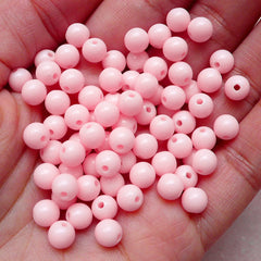 Kawaii Decora Jewelry / 6mm Pastel Round Beads (Light Pink / 100pcs) Fairy Kei Bubble Gum Bead Gum Ball Loose Bead Acrylic Plastic Bead F140