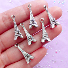 CLEARANCE 3D Tower Charms (6pcs) (21mm x 8mm / Tibetan Silver) Metal Finding Pendant Bracelet Earrings Zipper Pulls Bookmark Keychains CHM199